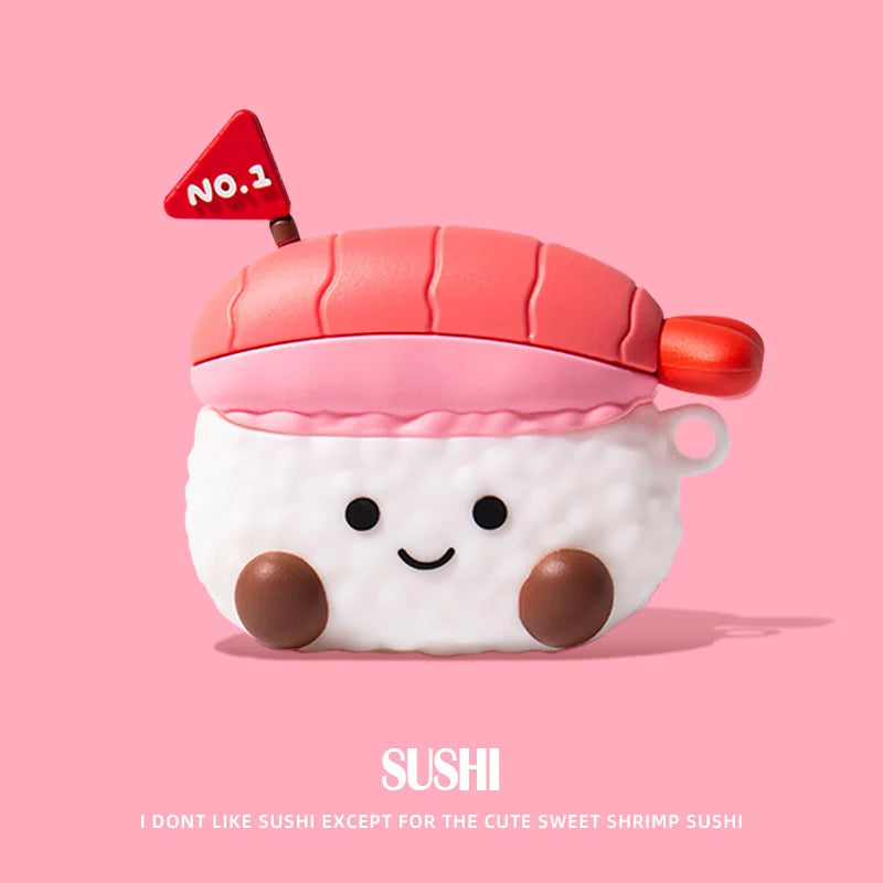 3D Sushi Cartoon Cute Cover for AirPods 4 2024 Wireless Bluetooth Earphone Case for AirPods 3 2 1 Charging Box for AirPods Pro 2