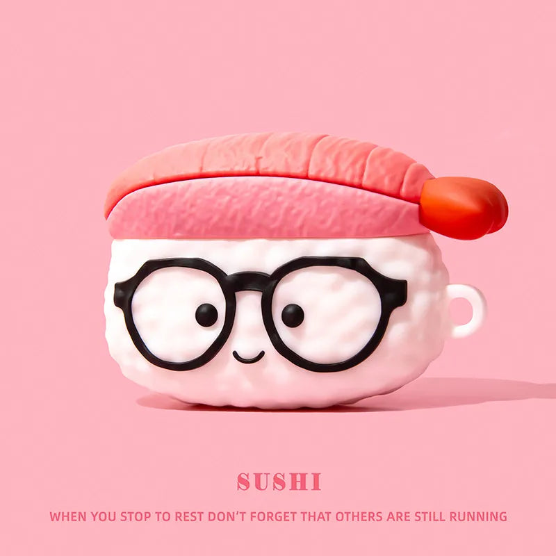3D Sushi Cartoon Cute Cover for AirPods 4 2024 Wireless Bluetooth Earphone Case for AirPods 3 2 1 Charging Box for AirPods Pro 2